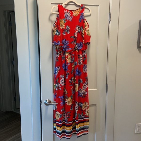 NWOT Tacera Derek Lam 10 Crosby Floral Stripe Cold Shoulder Maxi dress sz 4 EUC - Picture 9 of 16